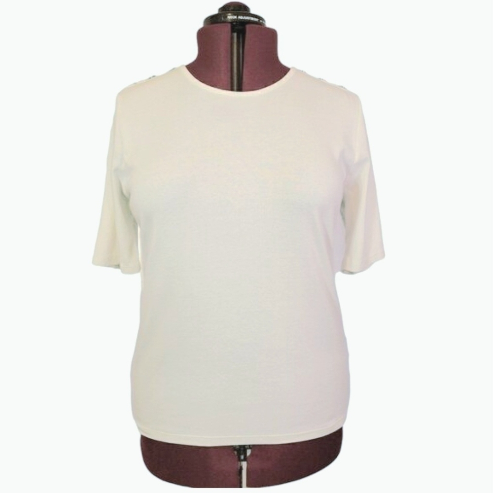 Lauren Ralph Lauren White Short SleeveTop (Size 1X)